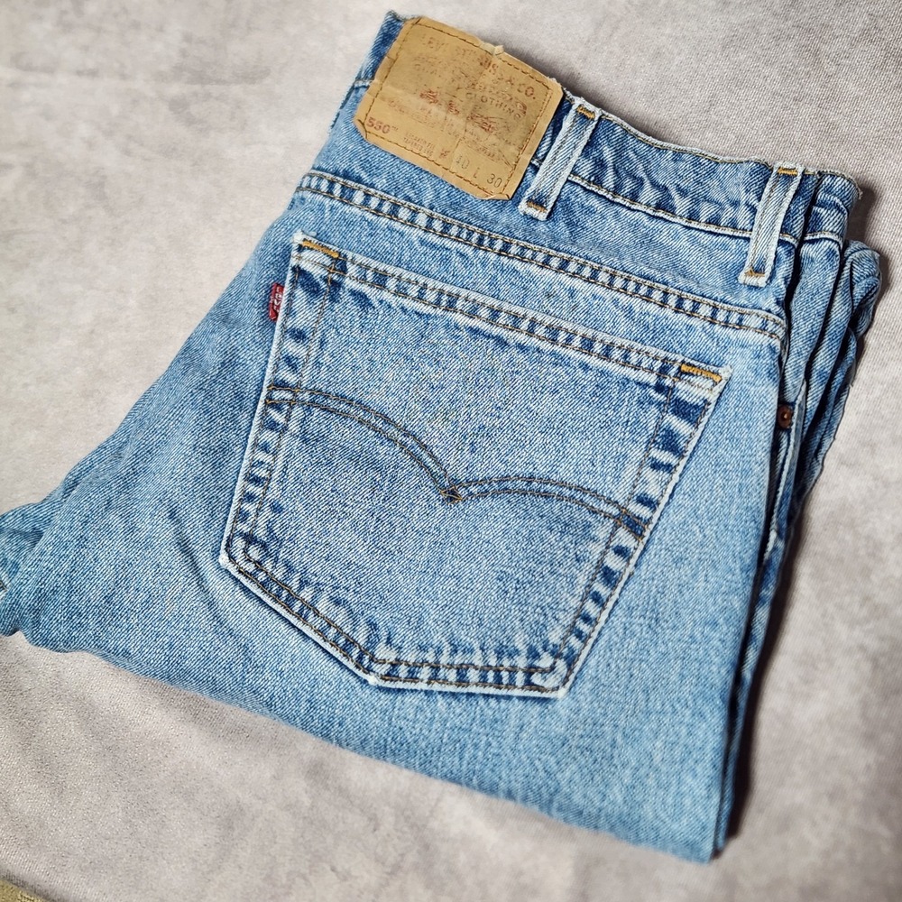 mens Vintage 90's LEVI'S 550 blue Jeans denim Relaxed Fit tapered 40x27 *Altered